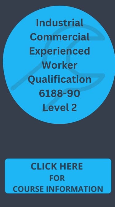 Dark blue Industrial Commercial Experienced Worker Qualification 6188-90 Level 2 Course Banner